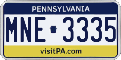 PA license plate MNE3335