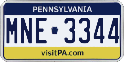 PA license plate MNE3344
