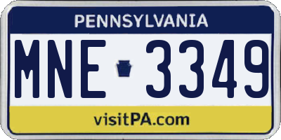PA license plate MNE3349