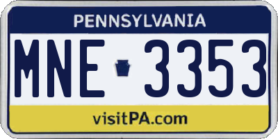PA license plate MNE3353