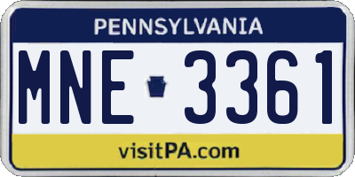 PA license plate MNE3361