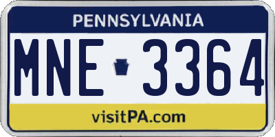 PA license plate MNE3364