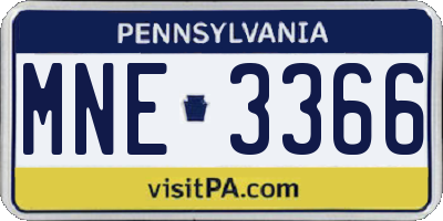 PA license plate MNE3366