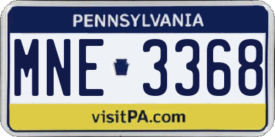 PA license plate MNE3368