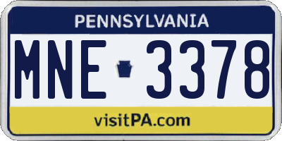 PA license plate MNE3378