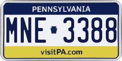 PA license plate MNE3388