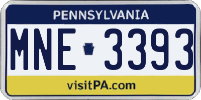 PA license plate MNE3393