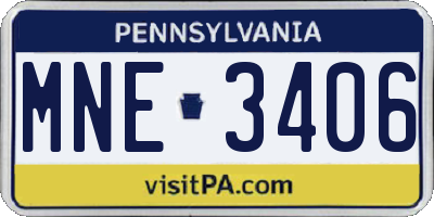 PA license plate MNE3406