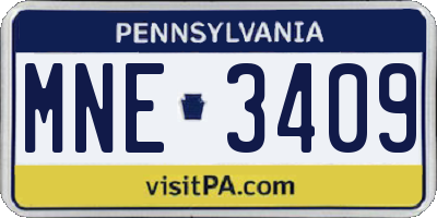 PA license plate MNE3409