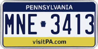 PA license plate MNE3413