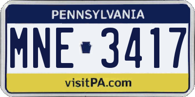 PA license plate MNE3417