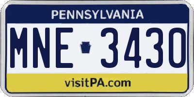 PA license plate MNE3430