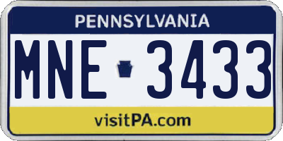 PA license plate MNE3433