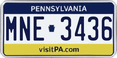 PA license plate MNE3436