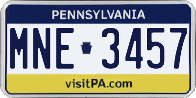 PA license plate MNE3457