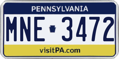 PA license plate MNE3472