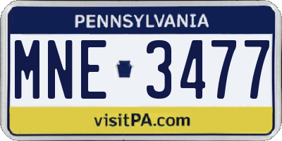 PA license plate MNE3477