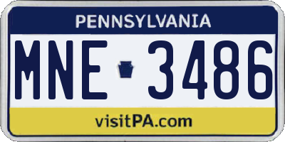 PA license plate MNE3486