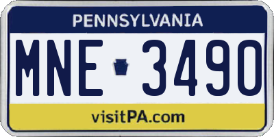 PA license plate MNE3490