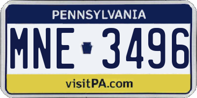 PA license plate MNE3496