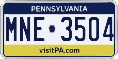 PA license plate MNE3504