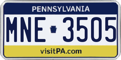 PA license plate MNE3505
