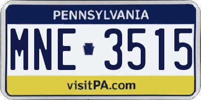 PA license plate MNE3515