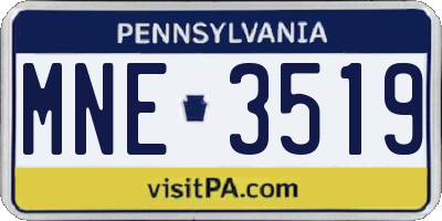 PA license plate MNE3519