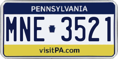 PA license plate MNE3521