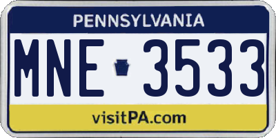 PA license plate MNE3533