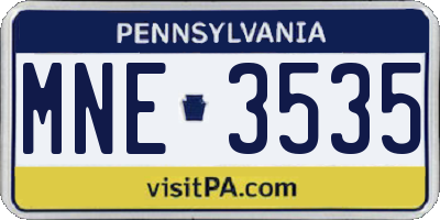 PA license plate MNE3535