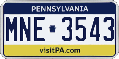 PA license plate MNE3543