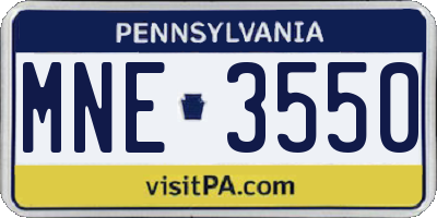 PA license plate MNE3550