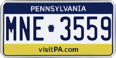PA license plate MNE3559