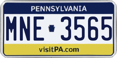 PA license plate MNE3565