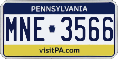 PA license plate MNE3566