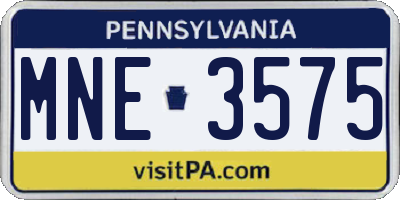 PA license plate MNE3575