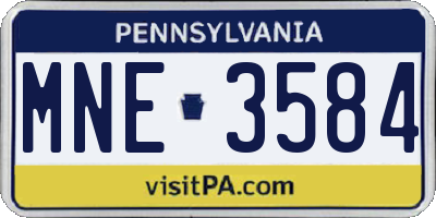 PA license plate MNE3584