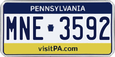 PA license plate MNE3592