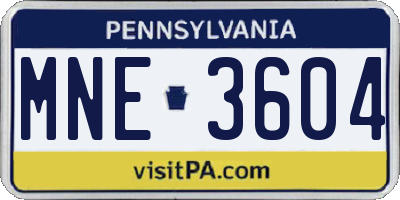 PA license plate MNE3604
