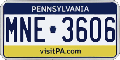 PA license plate MNE3606
