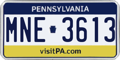 PA license plate MNE3613