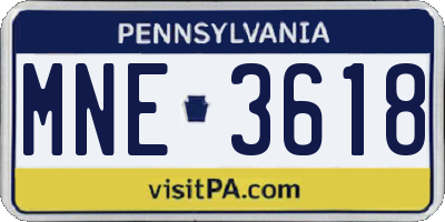 PA license plate MNE3618