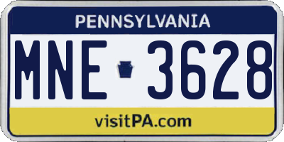 PA license plate MNE3628