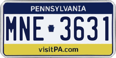 PA license plate MNE3631