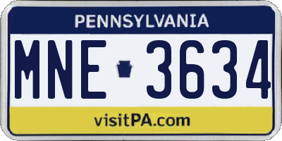 PA license plate MNE3634