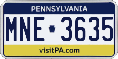 PA license plate MNE3635