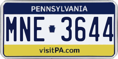 PA license plate MNE3644