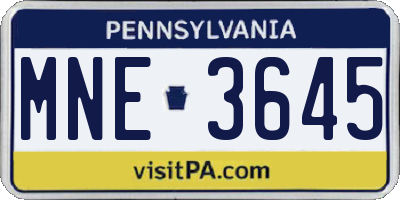 PA license plate MNE3645
