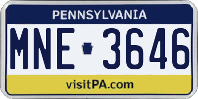 PA license plate MNE3646